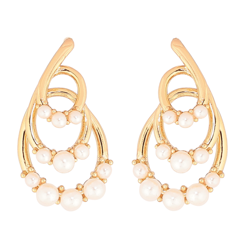 Сережки Xuping Позолота 18K пусети «Декоративний візерунок з перлинами» фото №1