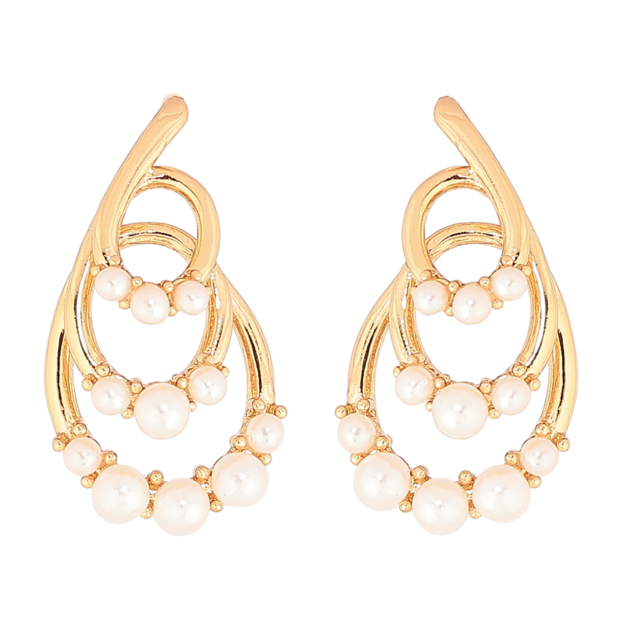 Сережки Xuping Позолота 18K пусети «Декоративний візерунок з перлинами» фото №1