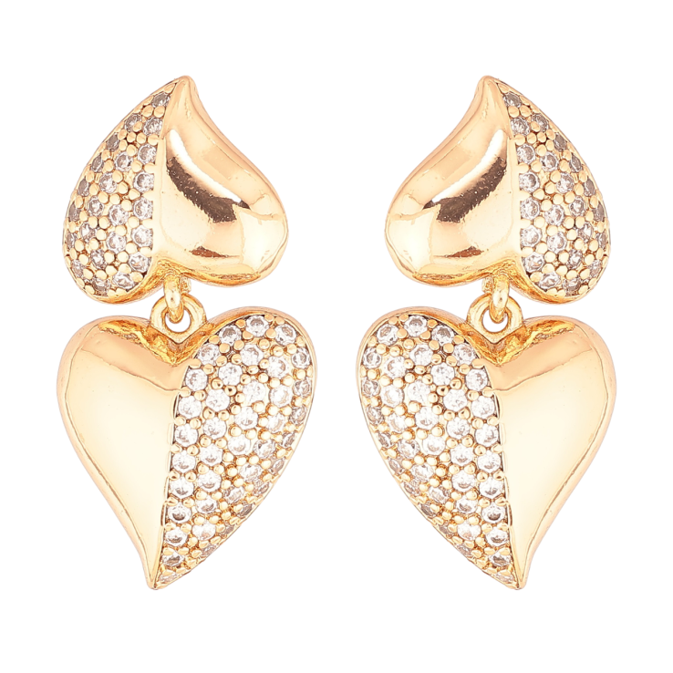 Сережки Xuping Позолота 18K пусети «Сердечка з інкрустацією кристалами» фото №22