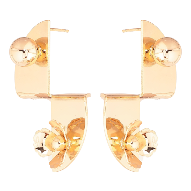 Сережки Xuping Позолота 18K пусети «Декоративний візерунок з кулькою та квіточкою» фото №15