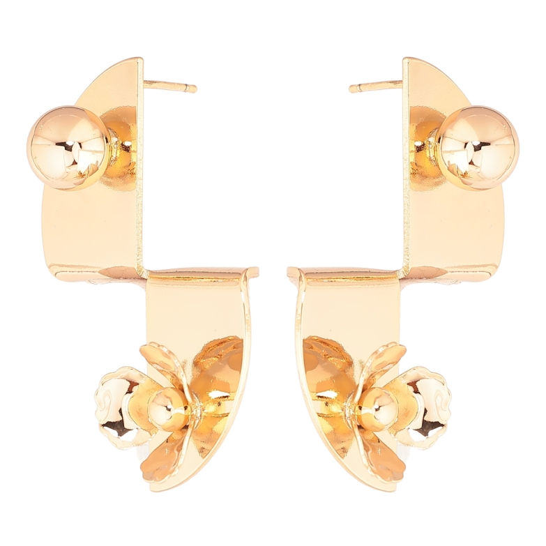 Сережки Xuping Позолота 18K пусети «Декоративний візерунок з кулькою та квіточкою» фото №1