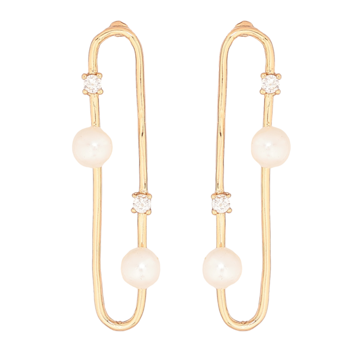 Сережки Xuping Позолота 18K пусети «Візерунок з кристалами та перлинами» фото №22