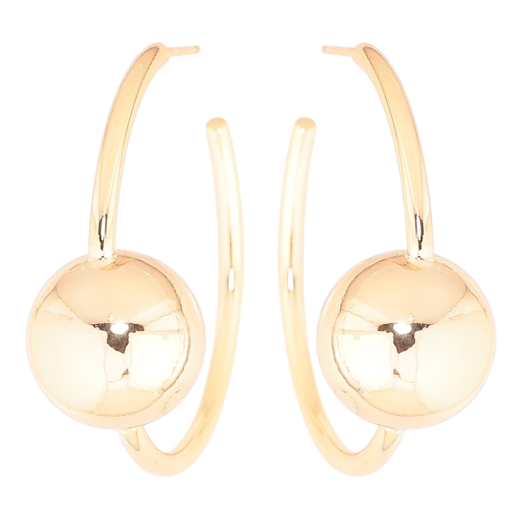 Серьги Xuping Позолота 18K пусеты Кольца с крупными шариками фото №5 Серьги Xuping Позолота 18K пусеты Кольца с крупными шариками фото №5