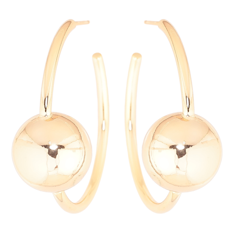 Серьги Xuping Позолота 18K пусеты Кольца с крупными шариками фото №1