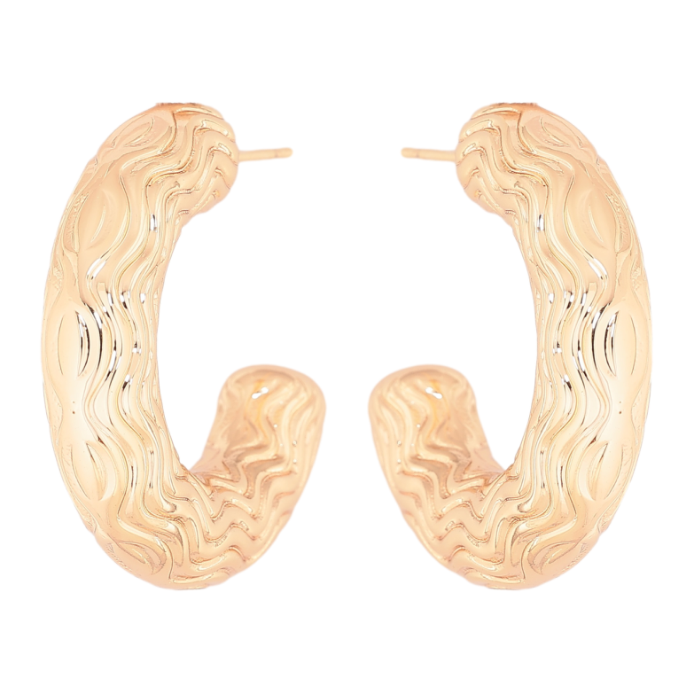 Сережки Xuping Позолота 18K пусети «Об'ємні дуги з візерунком» фото №2