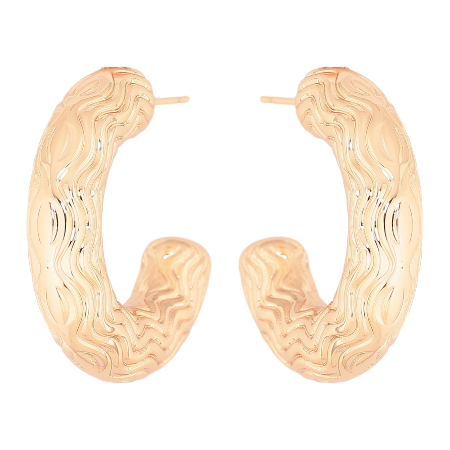 Серьги Xuping Позолота 18K пусеты Объемные дуги с узором фото №1