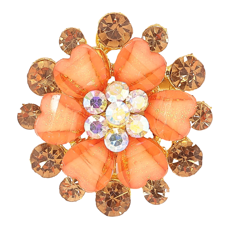 Брошка «Квітка з помаранчевими стразами» фото №1