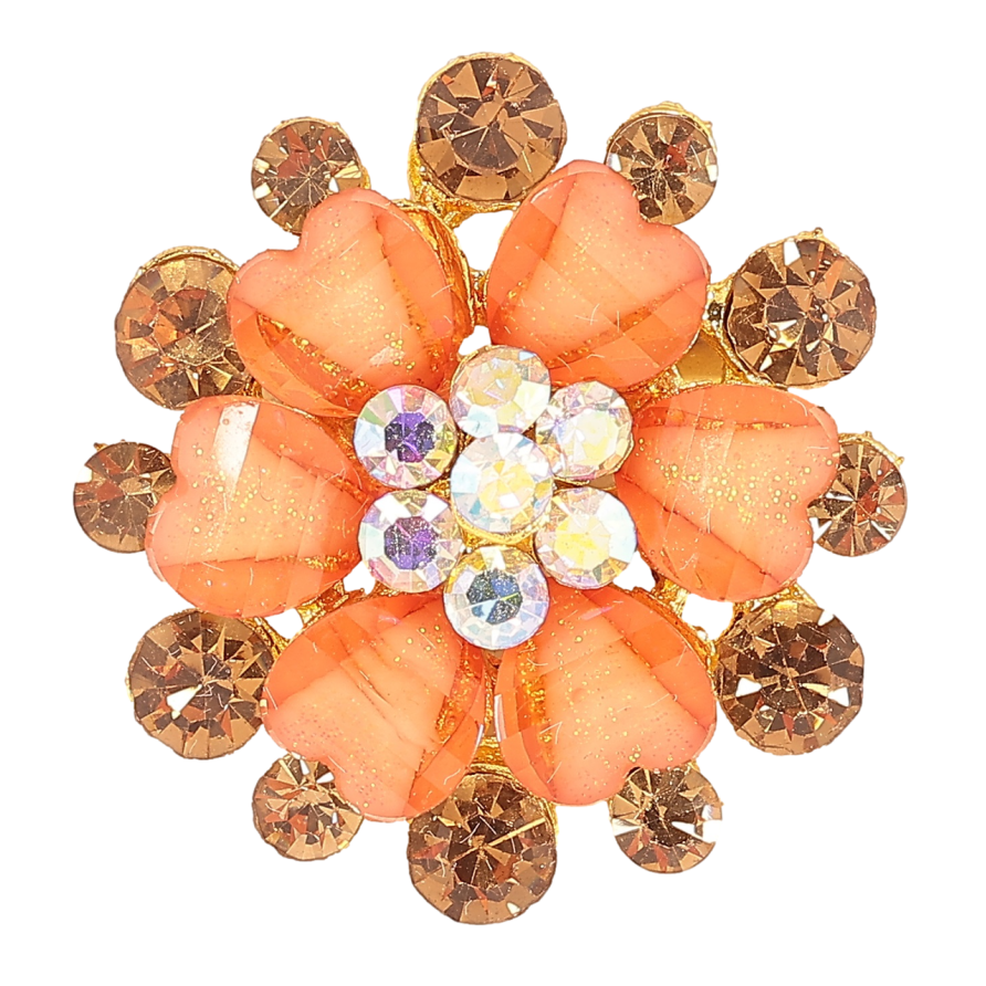 Брошка «Квітка з помаранчевими стразами» фото №1