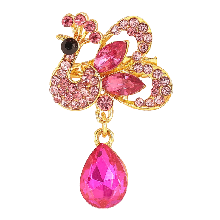 Брошка «Павич з рожевими стразами» фото №7