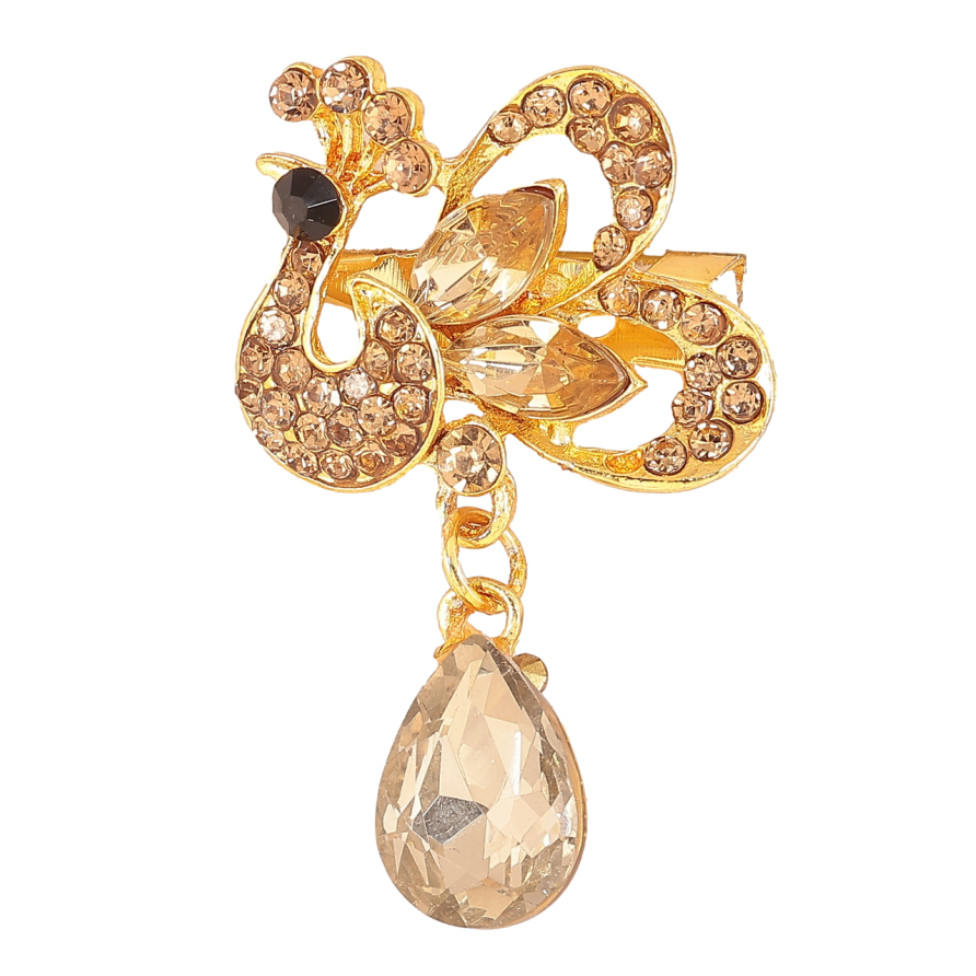 Брошка «Павич з золотистими стразами» фото №1