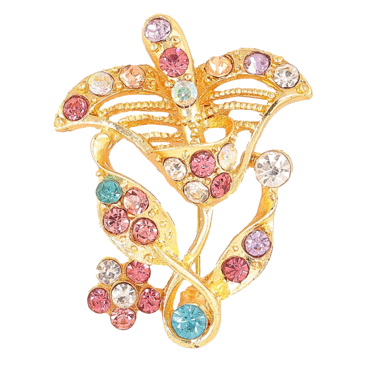 Брошка «Квітка з різнокольоровими стразами» фото №11