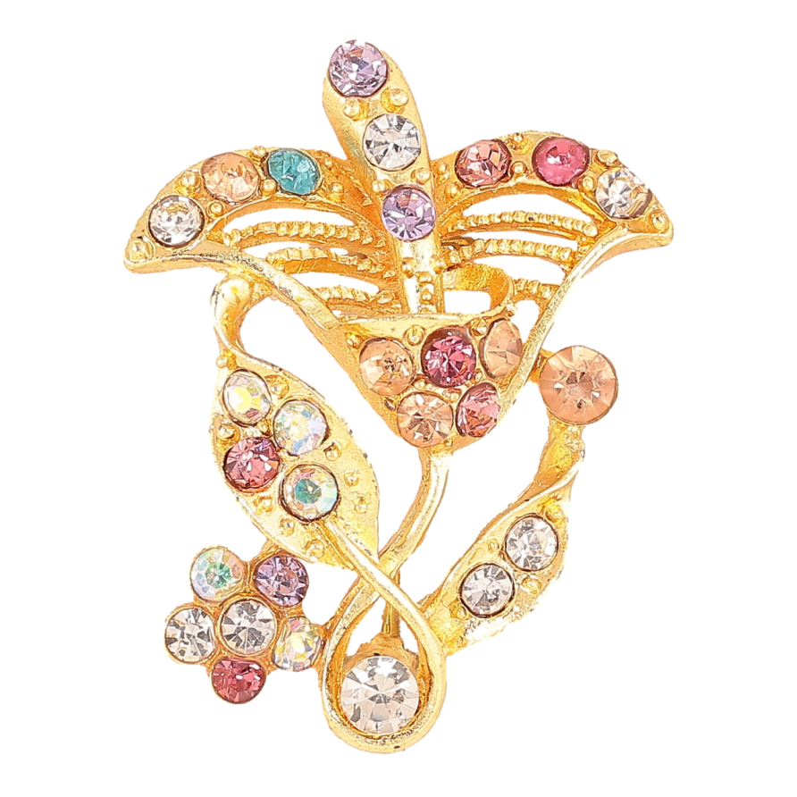 Брошка «Квітка з різнокольоровими стразами» фото №1