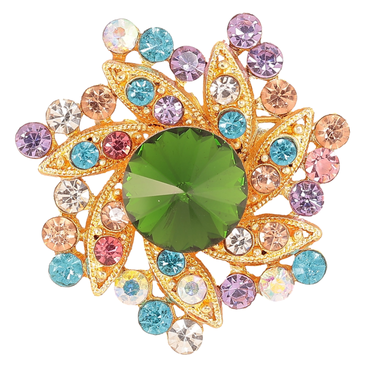 Брошка «Квітка з різнокольоровими стразами» фото №14
