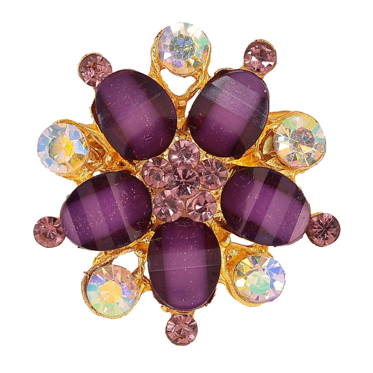Брошка «Квітка з фіолетовими і райдужними кристалами» фото №23
