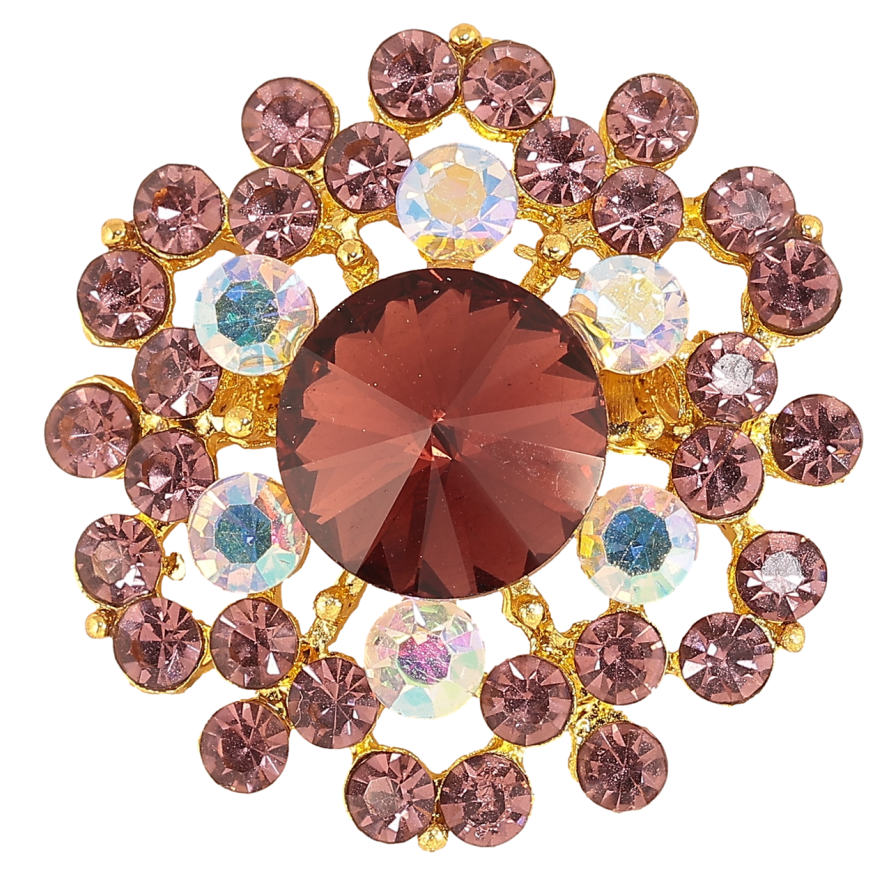 Брошка «Квітка з бордовими стразами» фото №1