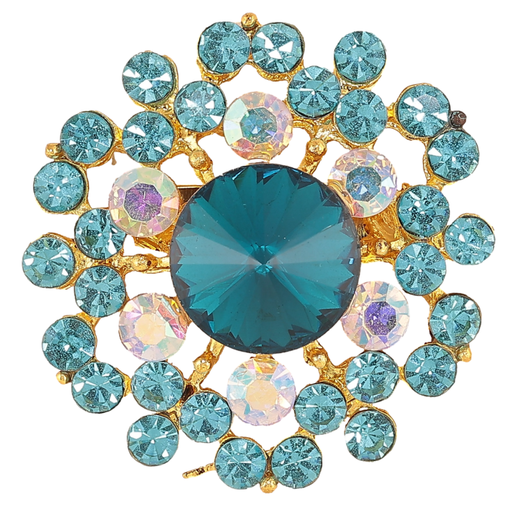 Брошка «Квітка з бірюзовими стразами» фото №15