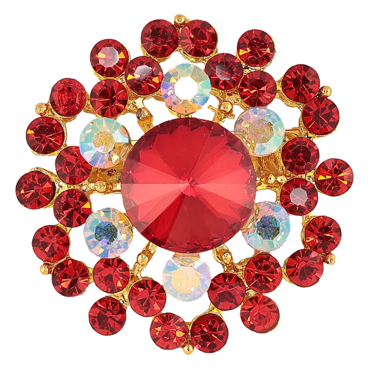 Брошка «Квітка з червоними стразами» фото №20