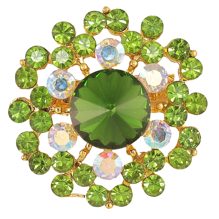 Брошка «Квітка з зеленими стразами» фото №13