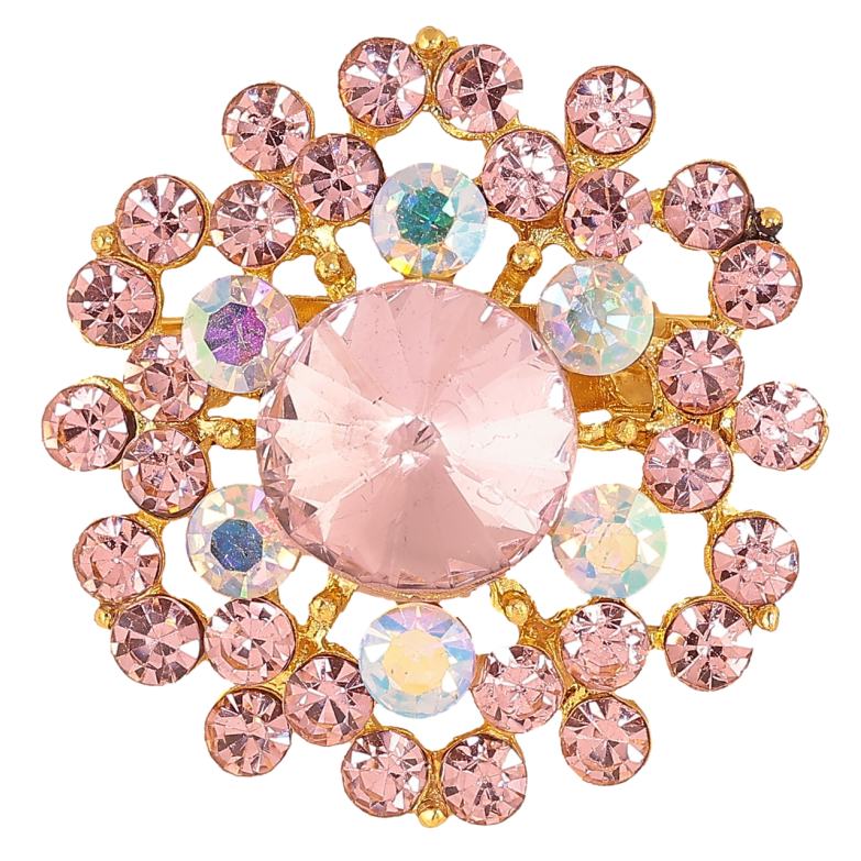 Брошка «Квітка з рожевими стразами» фото №1