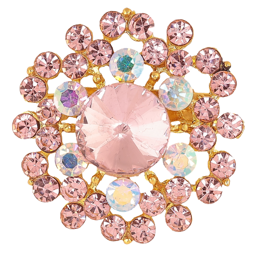 Брошка «Квітка з рожевими стразами» фото №1