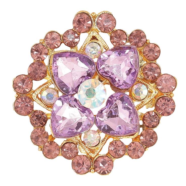 Брошка «Квітка з бордово-бузковими стразами» фото №22