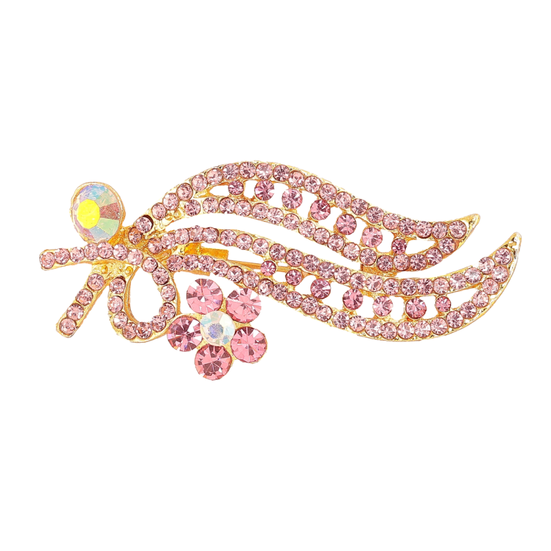 Брошка «Гілочка з рожевими стразами» фото №1