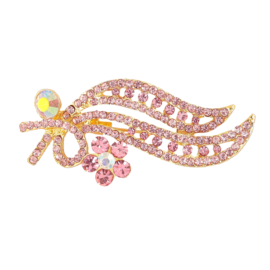 Брошка «Гілочка з рожевими стразами» фото №1