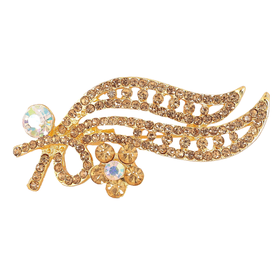 Брошка «Гілочка з золотистими стразами» фото №1