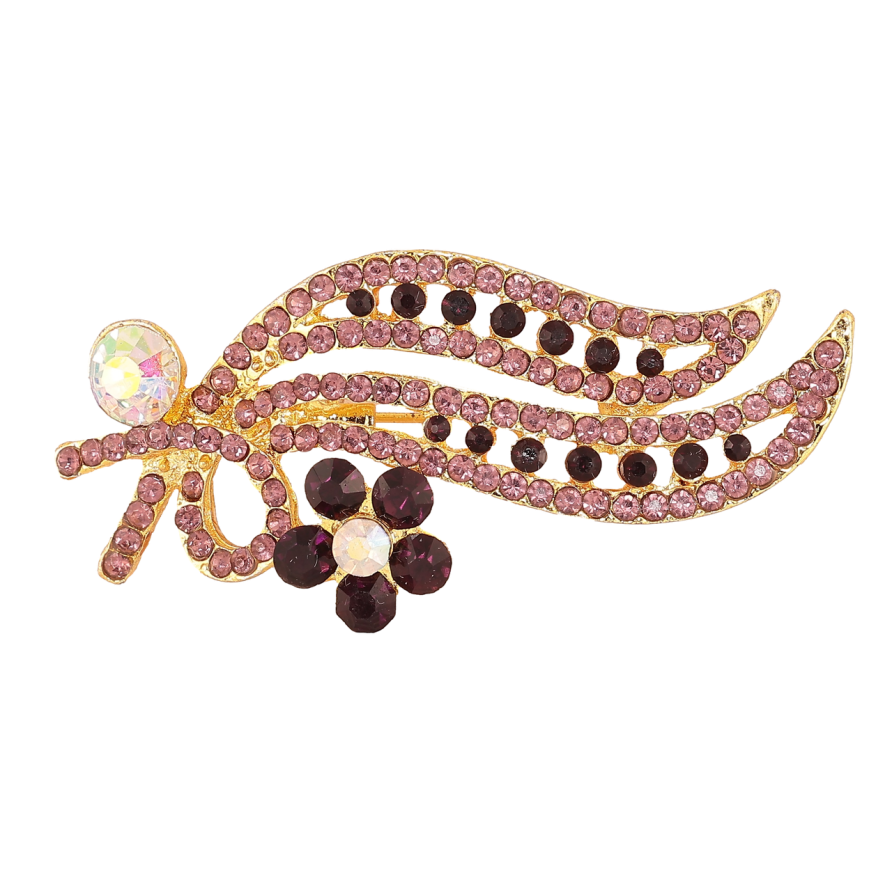 Брошка «Гілочка з бордовими стразами» фото №1