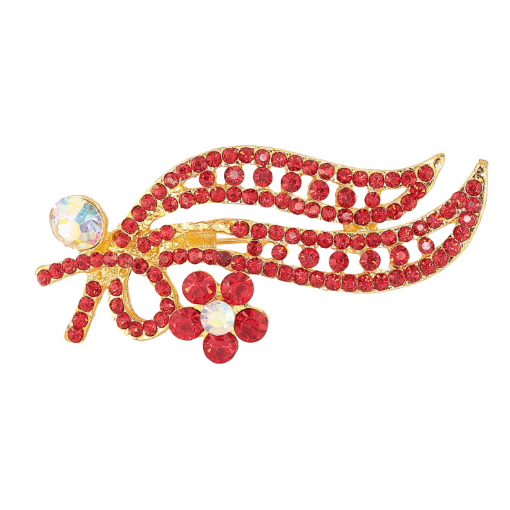 Брошка «Гілочка з червоними стразами» фото №3