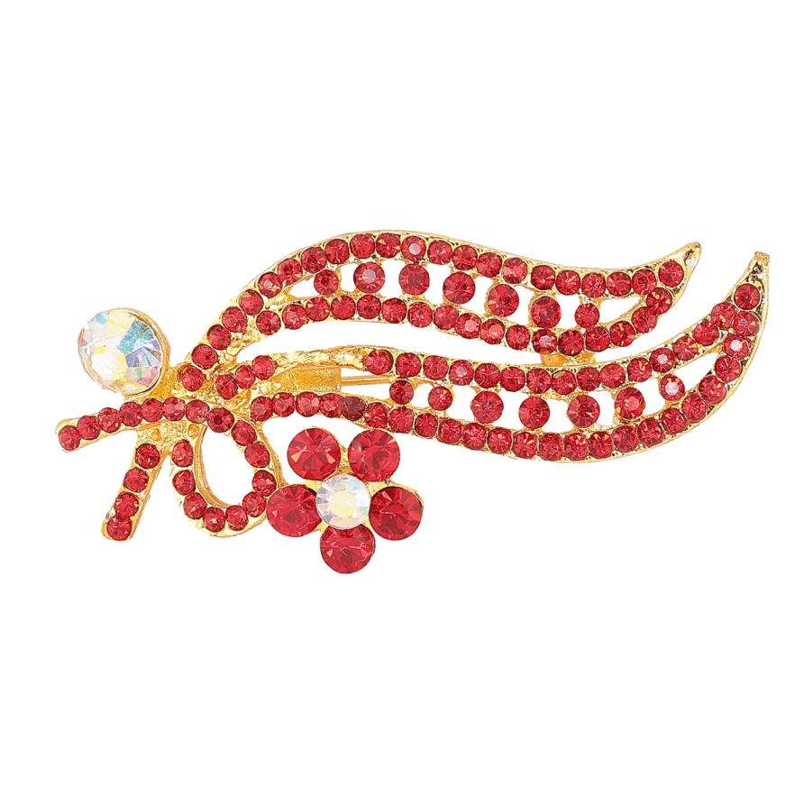 Брошка «Гілочка з червоними стразами» фото №1