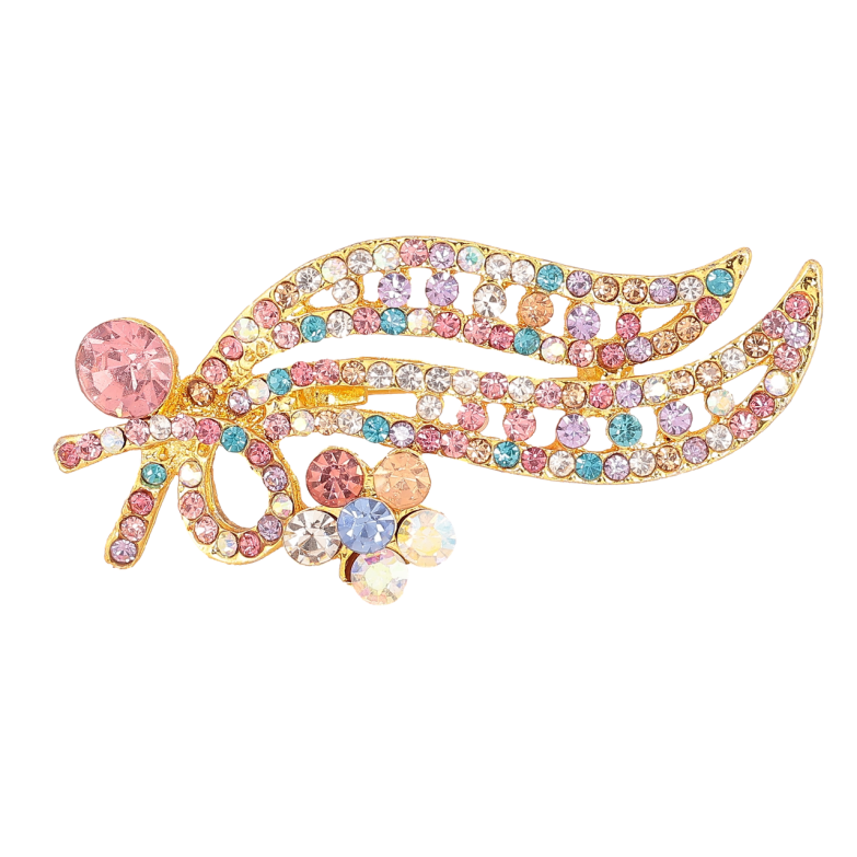 Брошка «Гілочка з різнокольоровими стразами» фото №1