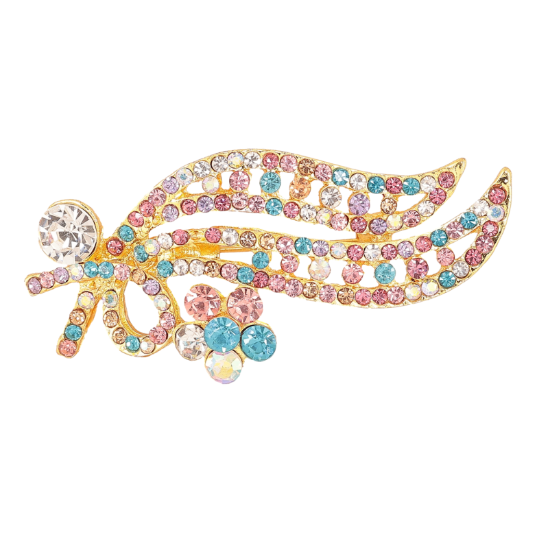 Брошь Веточка с разноцветными стразами фото №1