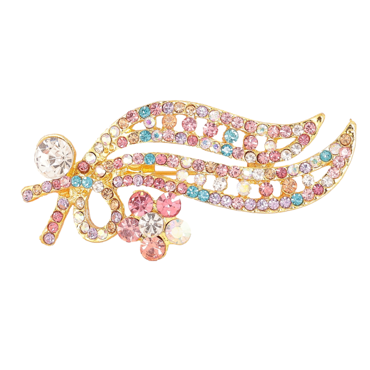 Брошка «Гілочка з різнокольоровими стразами» фото №7