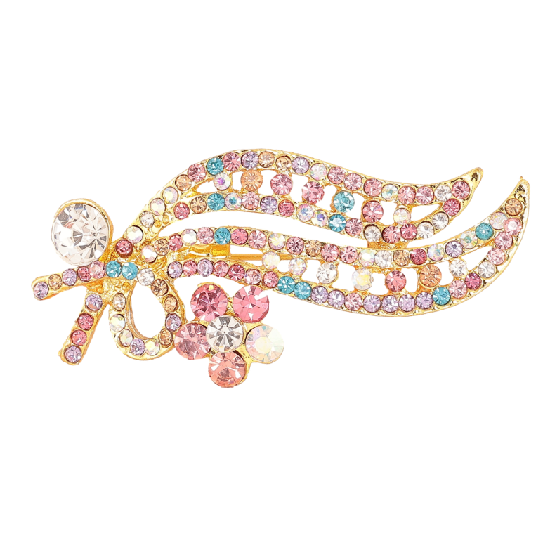 Брошка «Гілочка з різнокольоровими стразами» фото №1