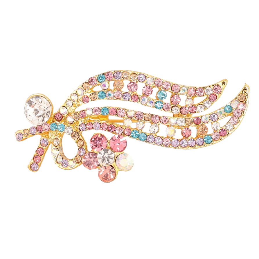 Брошка «Гілочка з різнокольоровими стразами» фото №1