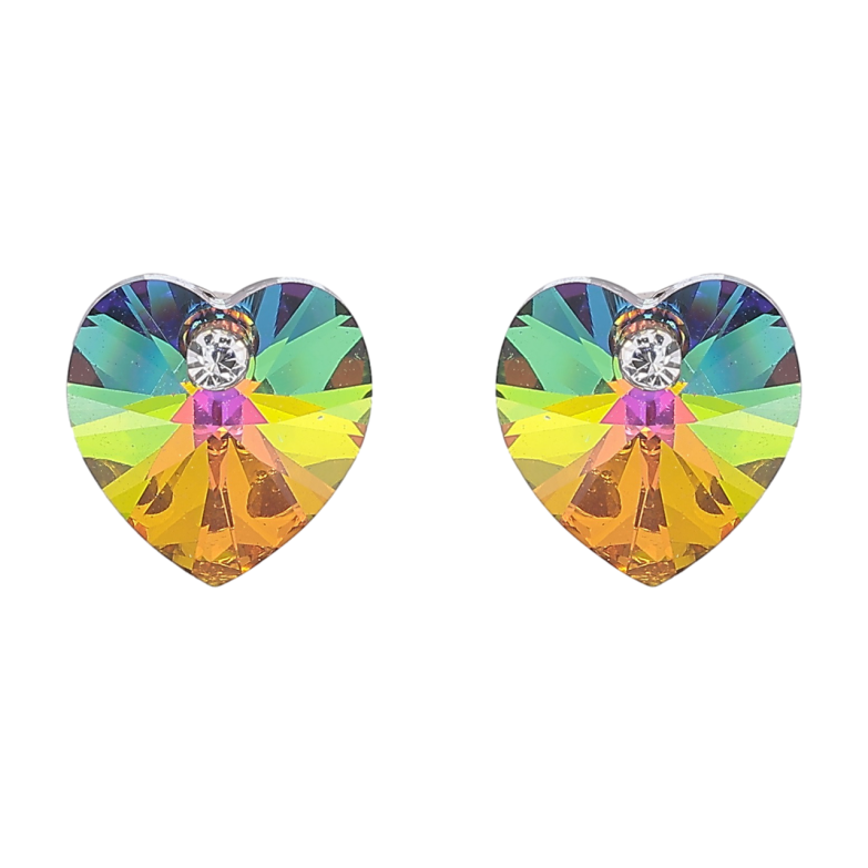 Сережки Xuping колір Родій з кристалами Swarovski пусети «Сердечка Vitrail Medium» фото №1