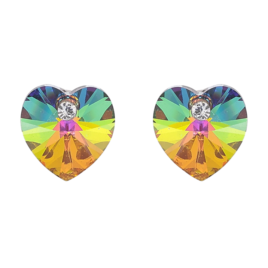 Сережки Xuping колір Родій з кристалами Swarovski пусети «Сердечка Vitrail Medium» фото №1