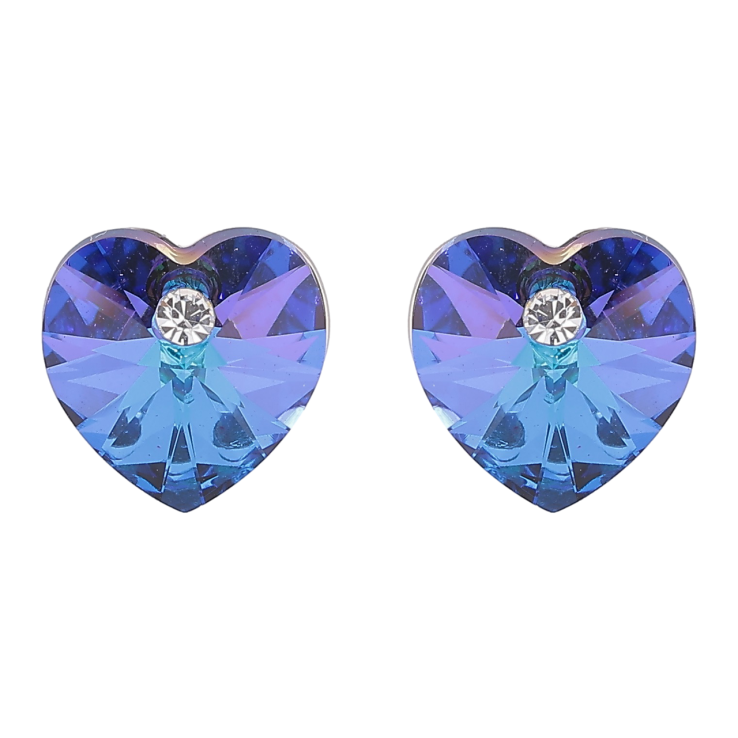Сережки Xuping колір Родій з кристалами Swarovski пусети «Сердечка Bermuda Blue» фото №15