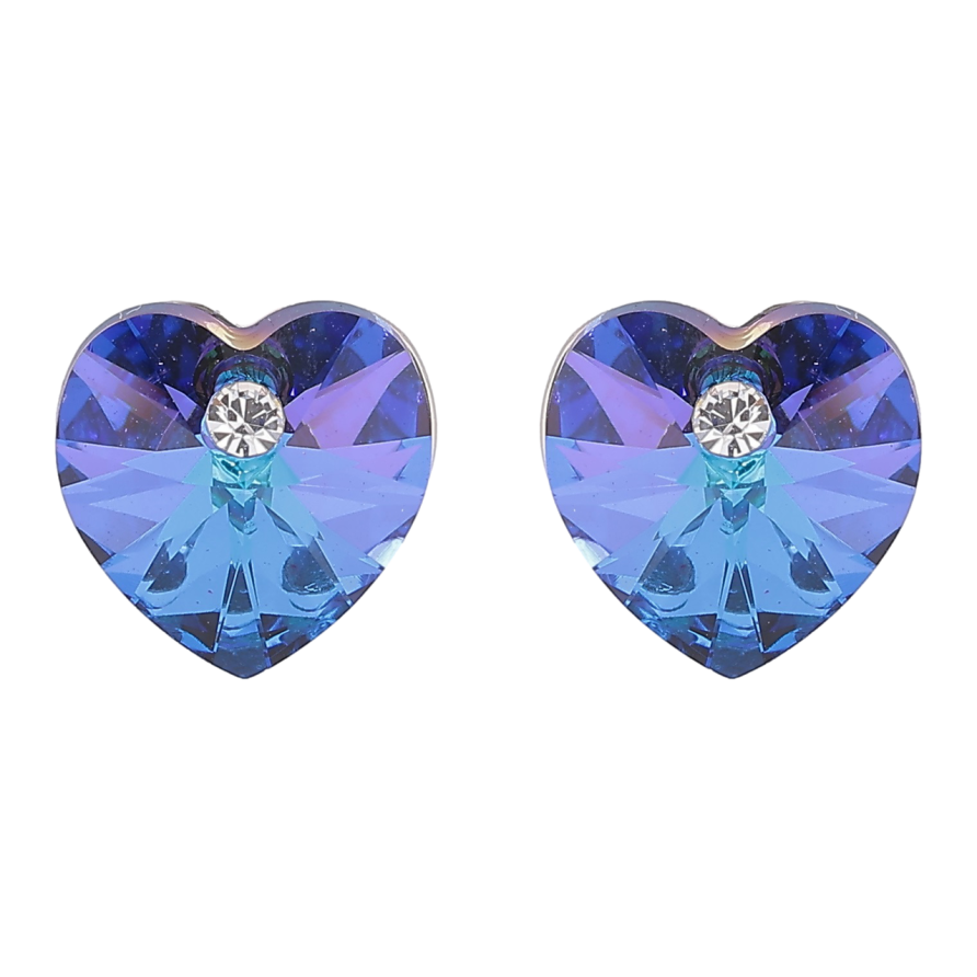 Сережки Xuping колір Родій з кристалами Swarovski пусети «Сердечка Bermuda Blue» фото №1