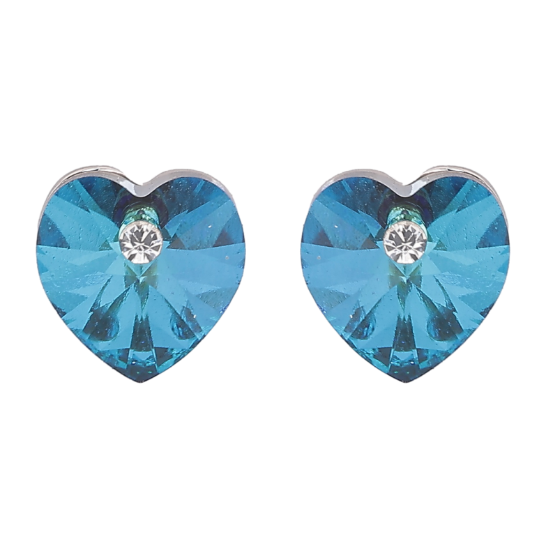 Серьги Xuping цвет Родий с кристаллами Swarovski пусеты Сердечки Metallic Blue фото №9