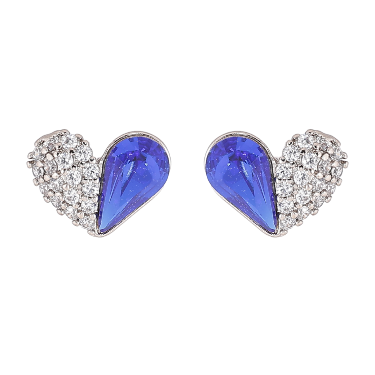 Сережки Xuping колір Родій з кристалами Swarovski пусети «Сердечка з кристалами Sapphire» фото №10