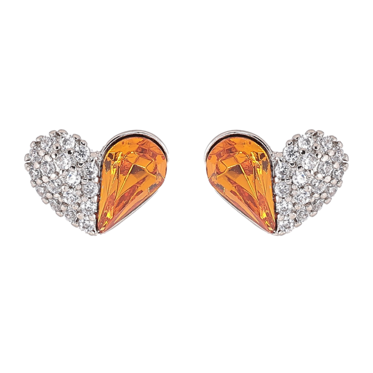 Сережки Xuping колір Родій з кристалами Swarovski пусети «Сердечка з кристалами Topaz» фото №14