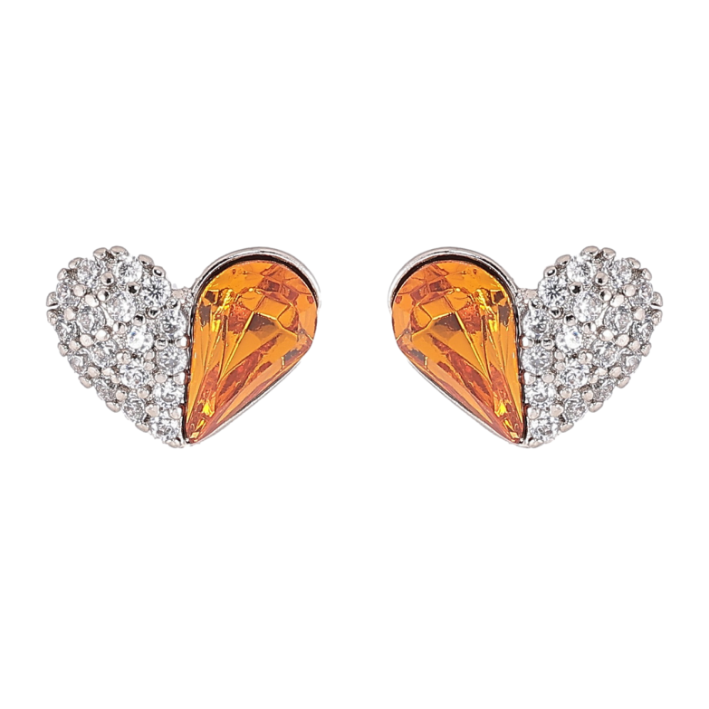 Серьги Xuping цвет Родий с кристаллами Swarovski пусеты Сердечки с кристаллами Topaz фото №12