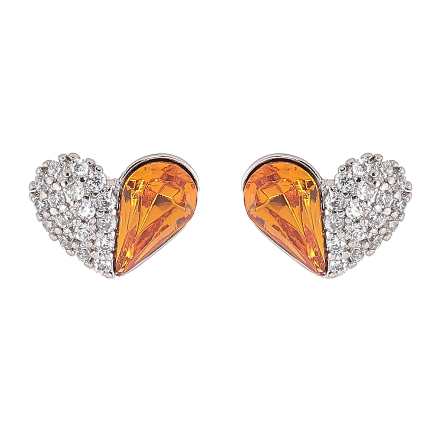 Сережки Xuping колір Родій з кристалами Swarovski пусети «Сердечка з кристалами Topaz» фото №1