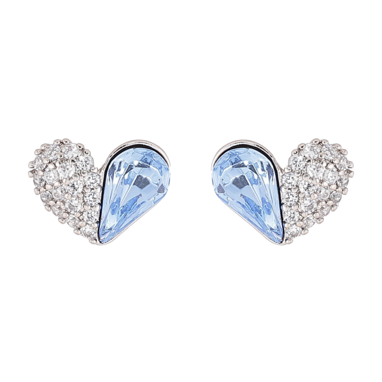 Сережки Xuping колір Родій з кристалами Swarovski пусети «Сердечка з кристалами Aquamarine» фото №10