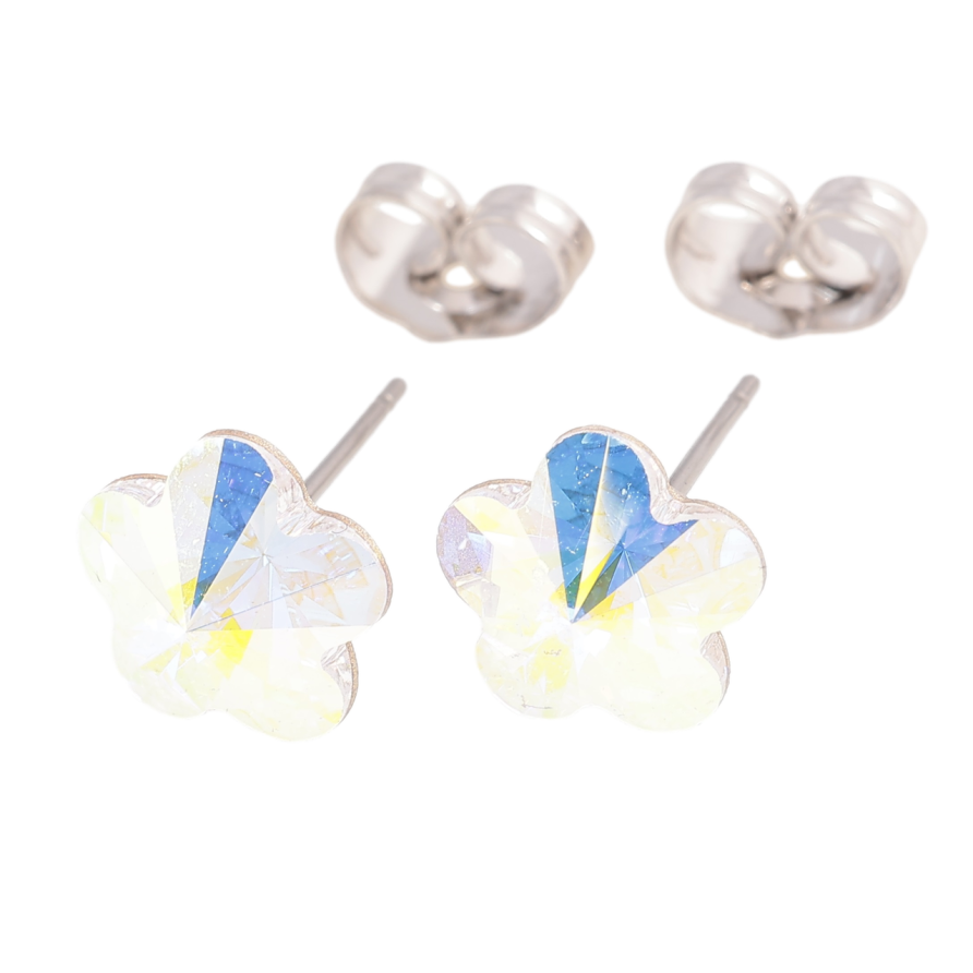 Сережки Xuping колір Родій з кристалами Swarovski пусети «Квіточки АВ» ø 10мм фото №1