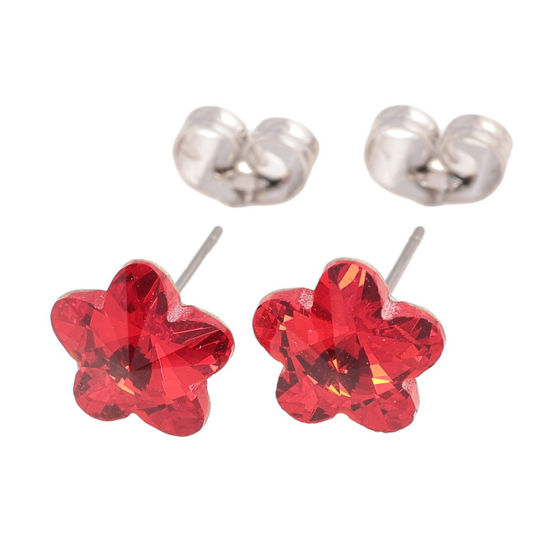 Сережки Xuping колір Родій з кристалами Swarovski пусети «Квіточки Siam» ø 10мм фото №2