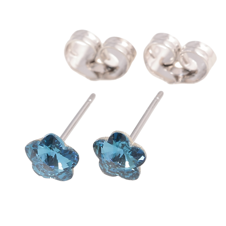 Сережки Xuping колір Родій з кристалами Swarovski пусети «Квіточки Metallic Blue» ø 6мм фото №19