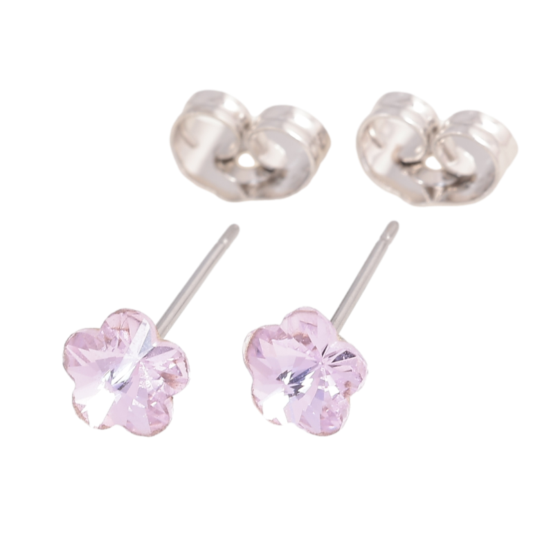 Сережки Xuping колір Родій з кристалами Swarovski пусети «Квіточки Violet» ø 6мм фото №1